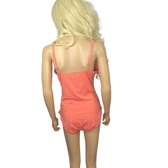 Tommy Bahama Pearl Over-the-Shoulder V-Neck One-Piece Swimsuit in Coral Size 16 - Picture 5 of 10